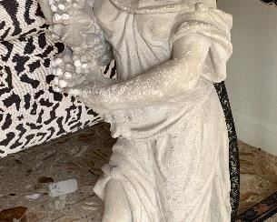 $300; Solid concrete classical figural sculpture; 39"H; 11"x 11" base.  20" stand (not shown) included.
