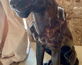 $450; Cast bronze panther; 35" H x 14"W x 27"D