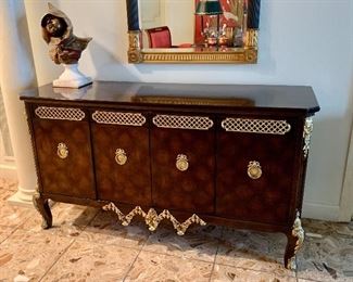 $1200; 20th c. French style ormolu buffet. ; 33"H x 60.5"W x 19D