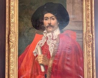 $1850; Alexis d'Ambrossi (Italian); original framed oil; c 1910/1920; Framed 41"H x 31.5"W