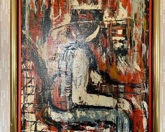 $550; Mid Century original art, American school;  signed 'George'; 32" H x 26"