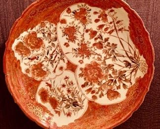 $60; Vintage chinoiserie plate with gold trim; 9.5" diameter
