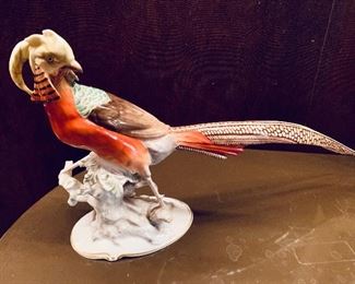 $45; Hutschenreuther Pheasant Figurine; 8.5" H x 14" W x 4" D; As is, chip in the tip of the tail