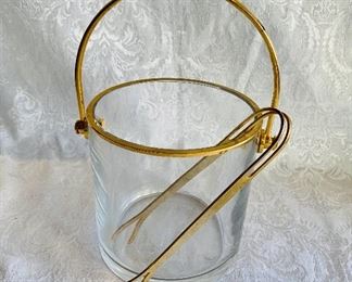$190; Small Baccarat Crystal Ice Bucket and Tongs; 5" H x 5" W