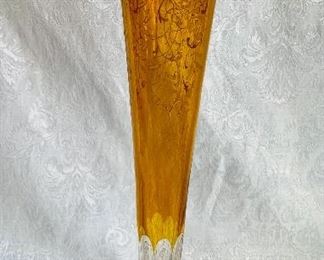$60 -  Amber Trumpet Vase - 16" H x 4.5" at base