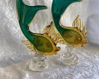 $200; Pair of Art Glass Fish; each is 10.5" H
