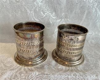 $25 Each / $50 for the Pair; Tall Silver Plated Wine Coasters; each is 4" H