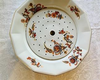 $40 - Two-Piece Serving Dish with Pierced Insert, unmarked; 13" diameter