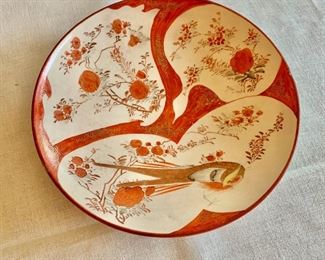 $50 - Handpainted Chinoiserie bird plate; 9"; As is, repaired