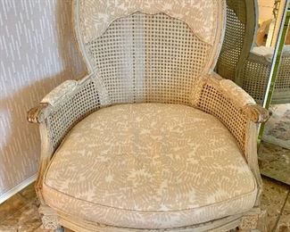 $395; Vintage Bergere chair;  distressed paint; 40" H x 29" W, seat height is 16.5"