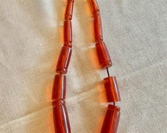 $30; Red Acrylic Bead Necklace, 13" long 