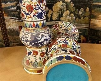 $180 - Pair of Cloissonne Vases with Dragons; 9" H x 5" W