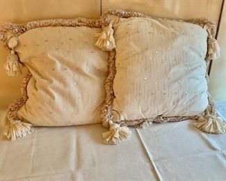 $60 Pair; 22" Custom made down filled tassel pillows