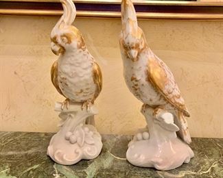 $60; Vintage cockatiel figurines; 8" H x 4.5" W. 
