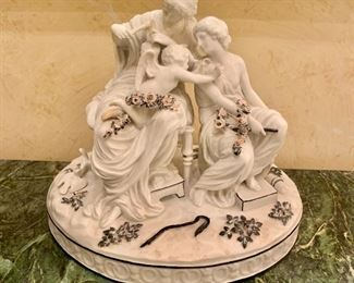 $195; Parian sculpture classical figural ; 9" H x 9.5" W; 