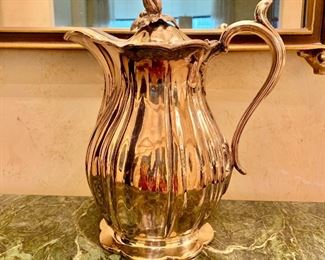 $60; Large Silver Plated Pitcher; 11" H x 9.5" W;