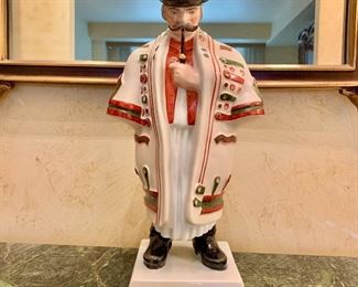 $225; Herend Hungarian Man smoking pipe ; 13" tall, 5" base