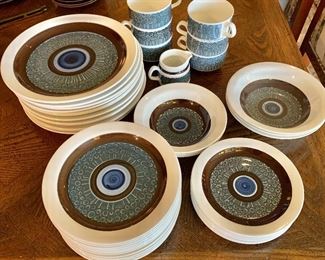 $400 set; Rorstrand for VDN (Sweden) China service; 7 dessert plates, 16 salad plates, 6 cups, 3 small bowls, 3 larger bowls, 12 dinner plates and one creamer.