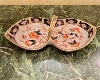 $30; Divided Imari Nut Dish; 8.5" W x 2.5" H with handle 