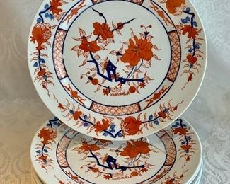 $80; (8) Imari dinner plates, 10" diameter. One with a small chip.
