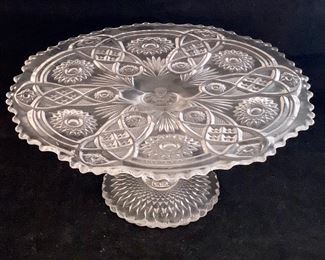 $20 - Pressed Glass Pedestal Cake Stand; 13" diameter, 5.5" H