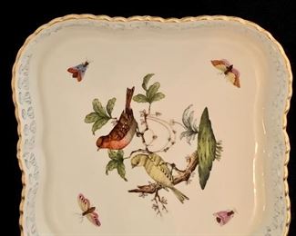 $50 - Herend Square Dish with Reticulated Sides; 7" x 7" x 1.5"  