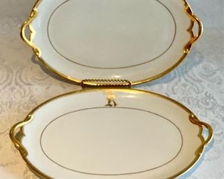 $24 each - Two Oval Dishes with Handles and K Monogram, each 12" x 8"