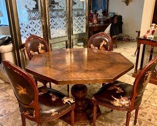 $250 - Vintage Octagonal Pedestal Breakfast Table; As is, knicks and scratches to the finish; 29" H x 47" W
