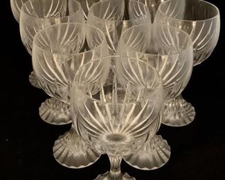 $630;  Baccarat Massena wine glasses; 6.25" H, 2.5" diameter bases