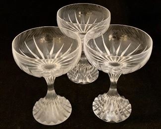 $400;  3 Baccarat Massena champagne coupe glasses; 5.5" H