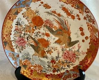 $100; Japanese Kutani Platter; Approx 13" diameter; stand not included.