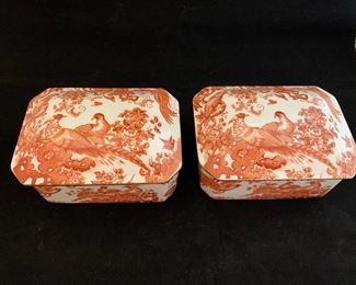 $90; Set of 2 ; Royal Crown Derby bone china boxes; each is 5.5" x 4" x 2.5"