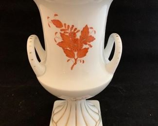 $250; Herend Rust Chinese Bouquet Urn; 8.25" H x 4.5" W