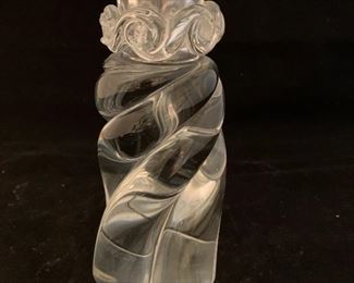 $40; Single Baccarat crystal candlestick; As is, two chips around the top and one at the base. 6" H x 3" W 