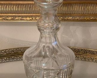 $60; Czech Crystal Decanter; as is, stopper is chipped. 10.5" H x 4.5" W