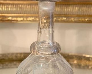 $65; Faceted Stopper Crystal Decanter; 12" H x 4.5" W