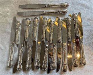 $320; Lot of 16 sterling silver Towle “Old Master” knives with stainless blades