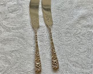 $40 - 2 Stieff sterling butter knives - 6" - monogrammed