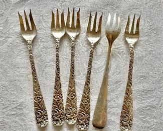 $76 - 6 Stieff sterling cocktail forks - monogrammed