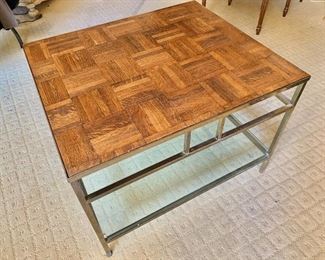 $350 - Vintage wood, metal, glass coffee table - 26"x30"x21"