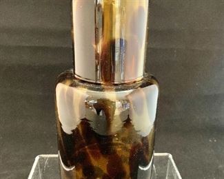 $30 - "Tortoise shell"  carafe and drinking  glass - 7.5"H