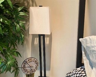 Pair of Crate and Barrel Clare Antiqued Bronze Table lamp