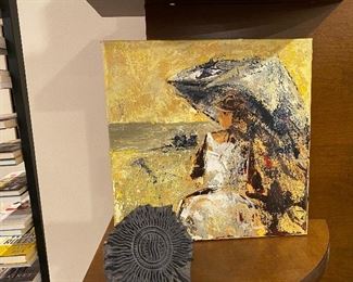 Wynston Edun "Sun Screen" 12" sq Acrylic Painting One of a kind 