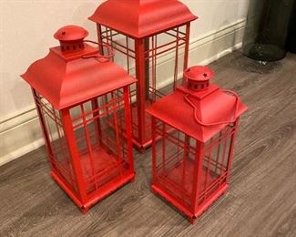 Bright Red Accent Lanterns set of 3