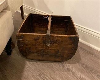 Antiqued Wood Basket Decor