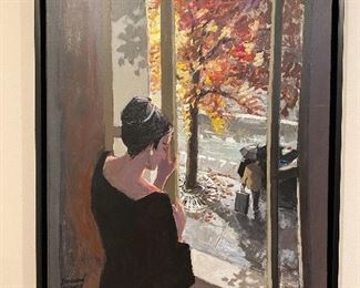 Bertrand Girard "Departure" 31"h x 25"w Acrylic on stretched Canvas Framed One of a KIND