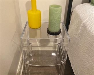 Lucite Side Table in clear and in Purple