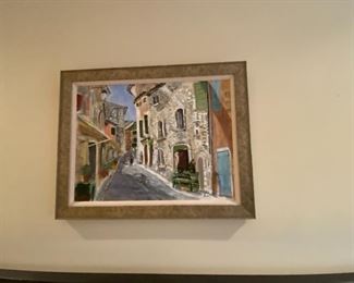 L'isle Sur La Sorgue By Rex Maurice Oppenheimer acrylic on panel canvas 24"w x 18" Framed 