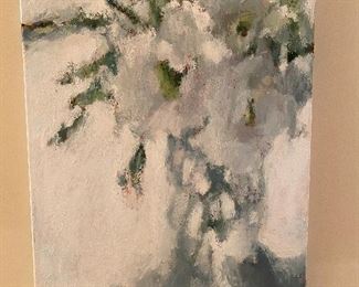 Nava Lundy "Peony Trilogy" 36" x 24" Acrylic on Canvas ONE OF A KIND