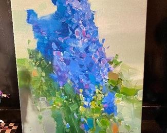 Vahe Yeremyan "Lavenders" 20"h x 16"w, One of a kind Oil Painting stretched on Canvas